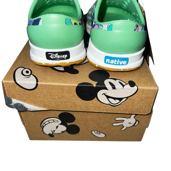 Disney X Native Robbie Sugar print green Mickey Mouse green slip on shoes sz C5 - Picture 4 of 7